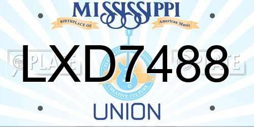 LXD7488 Mississippi License Plate
