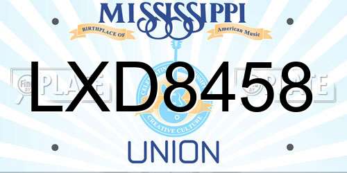 LXD8458 Mississippi License Plate