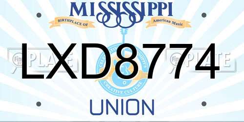 LXD8774 Mississippi License Plate
