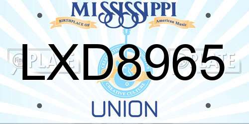 LXD8965 Mississippi License Plate
