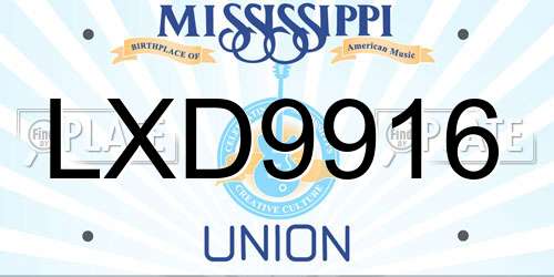 LXD9916 Mississippi License Plate