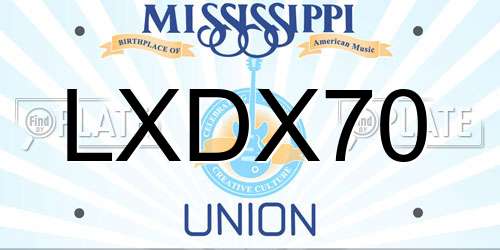LXDX70 Mississippi License Plate