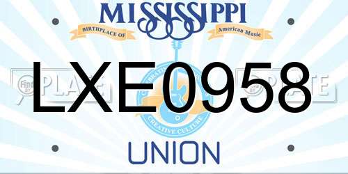 LXE0958 Mississippi License Plate