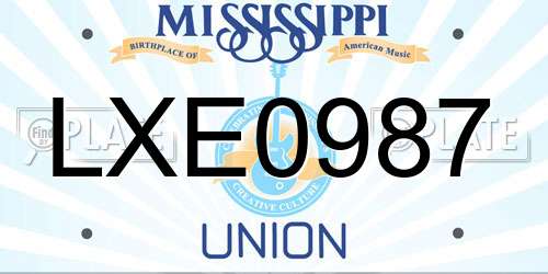LXE0987 Mississippi License Plate