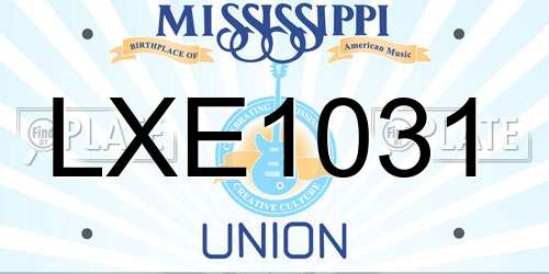 LXE1031 Mississippi License Plate