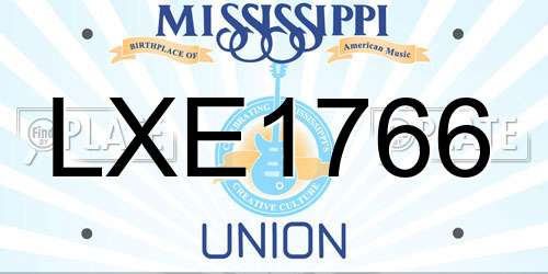 LXE1766 Mississippi License Plate