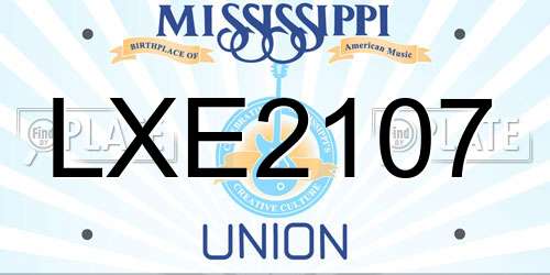 LXE2107 Mississippi License Plate