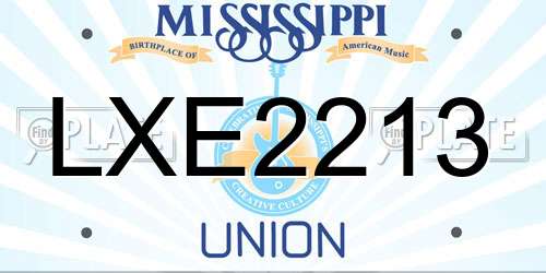 LXE2213 Mississippi License Plate