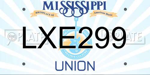 LXE299 Mississippi License Plate