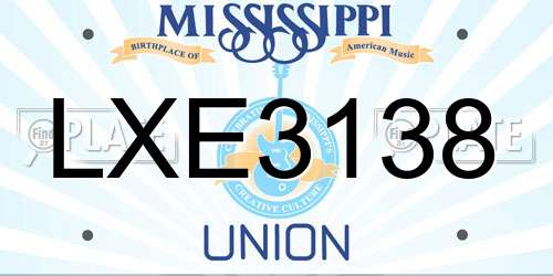 LXE3138 Mississippi License Plate