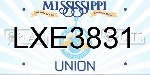 LXE3831 Mississippi License Plate