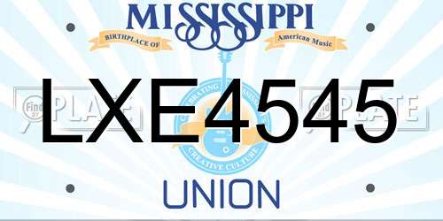 LXE4545 Mississippi License Plate