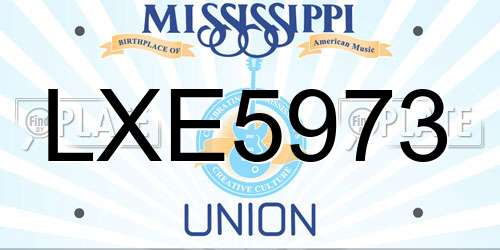 LXE5973 Mississippi License Plate