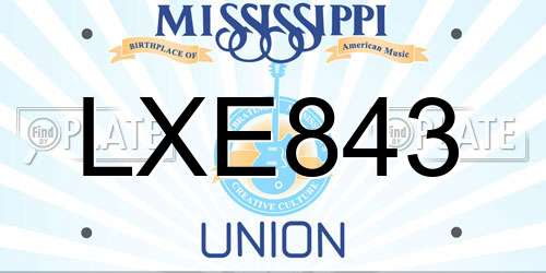 LXE843 Mississippi License Plate