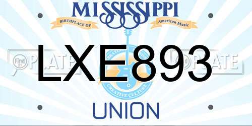 LXE893 Mississippi License Plate