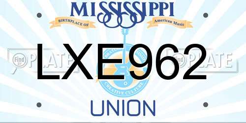 LXE962 Mississippi License Plate