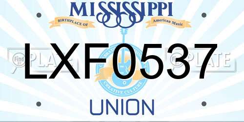 LXF0537 Mississippi License Plate