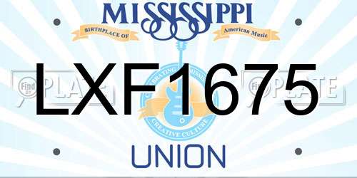 LXF1675 Mississippi License Plate