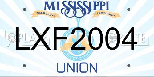 LXF2004 Mississippi License Plate