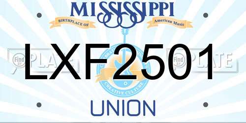 LXF2501 Mississippi License Plate