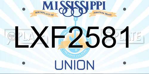 LXF2581 Mississippi License Plate