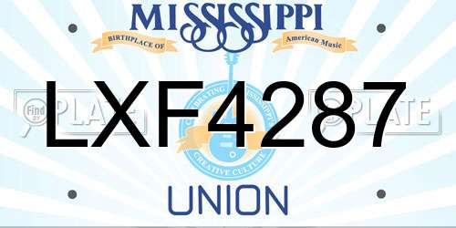 LXF4287 Mississippi License Plate
