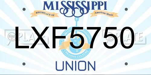LXF5750 Mississippi License Plate