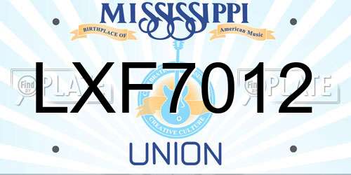 LXF7012 Mississippi License Plate