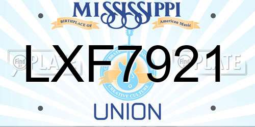 LXF7921 Mississippi License Plate