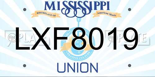 LXF8019 Mississippi License Plate