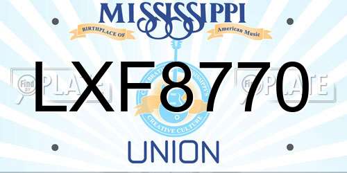 LXF8770 Mississippi License Plate