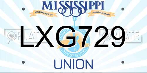 LXG729 Mississippi License Plate