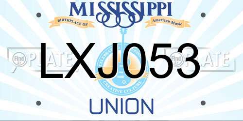 LXJ053 Mississippi License Plate