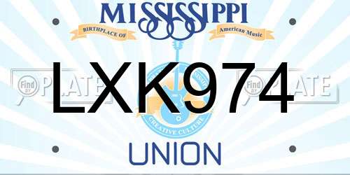 LXK974 Mississippi License Plate