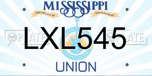 LXL545 Mississippi License Plate