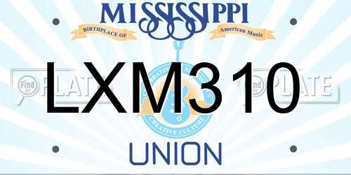 LXM310 Mississippi License Plate