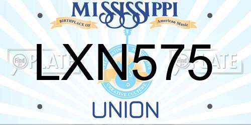LXN575 Mississippi License Plate
