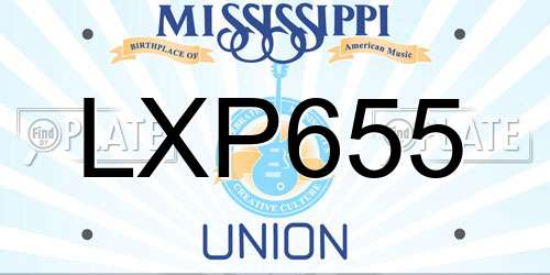 LXP655 Mississippi License Plate