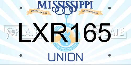 LXR165 Mississippi License Plate
