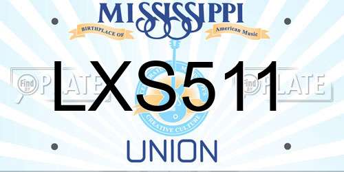 LXS511 Mississippi License Plate