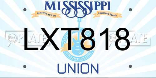 LXT818 Mississippi License Plate