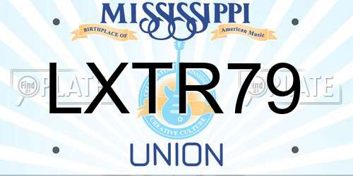 LXTR79 Mississippi License Plate