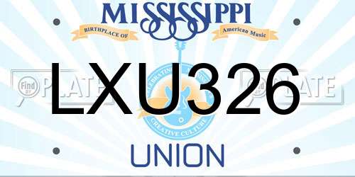 LXU326 Mississippi License Plate