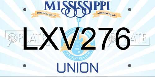 LXV276 Mississippi License Plate
