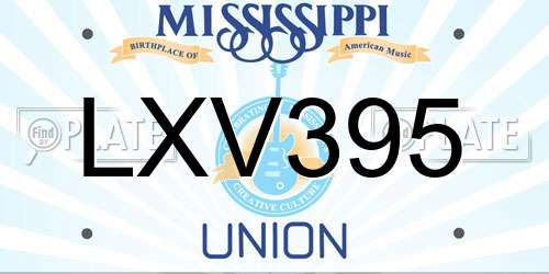 LXV395 Mississippi License Plate