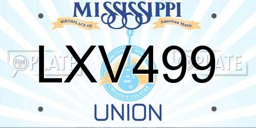 LXV499 Mississippi License Plate