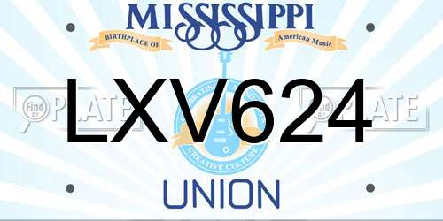 LXV624 Mississippi License Plate