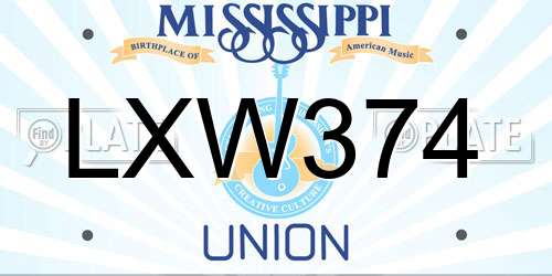 LXW374 Mississippi License Plate