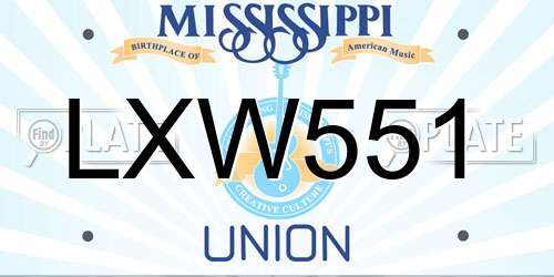 LXW551 Mississippi License Plate