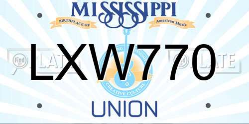 LXW770 Mississippi License Plate